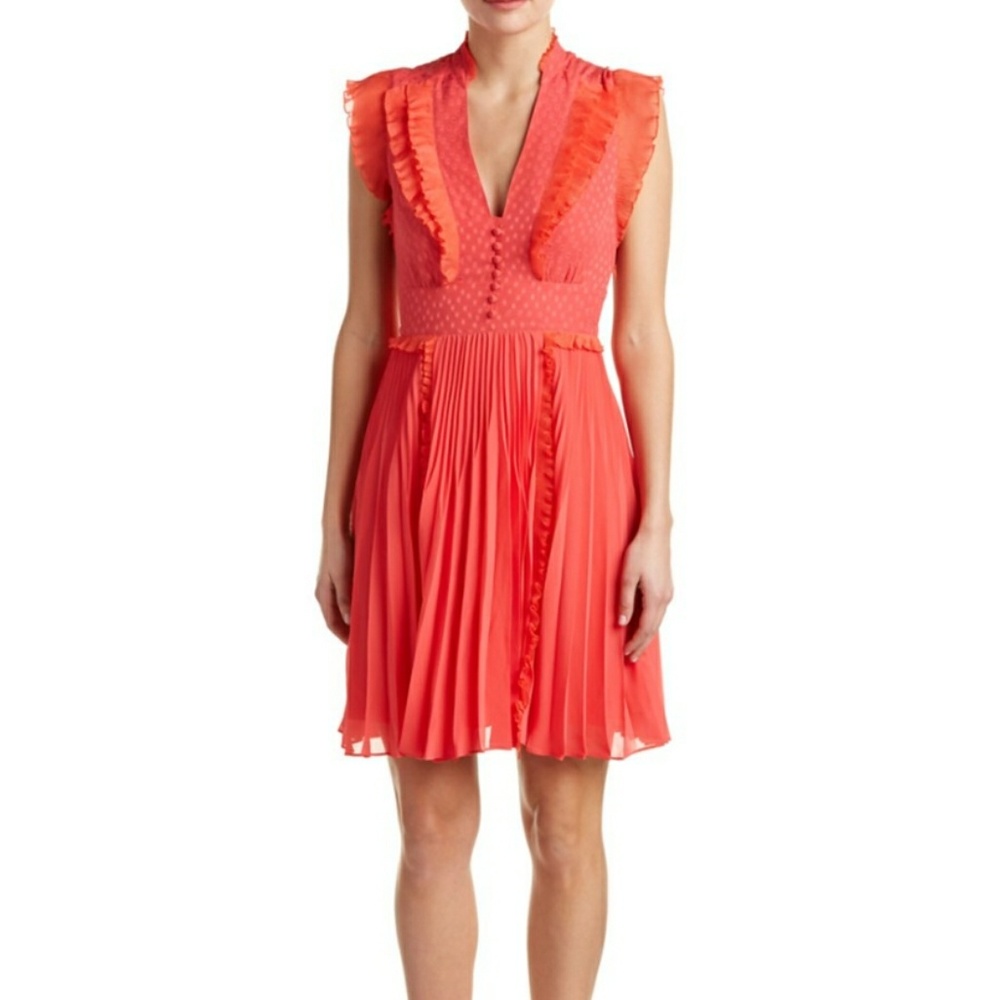 Karen Millen Ruffled Silk-Trim A-Line Dress